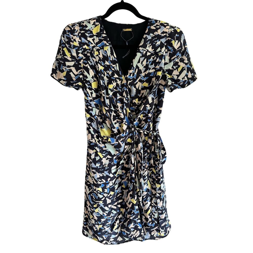 Rebecca Minkoff Vista Dress in Navy Print 100% Silk Size 6